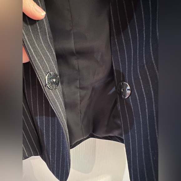 Zara peplum navy pinstripe blazer size M - Picture 6 of 7